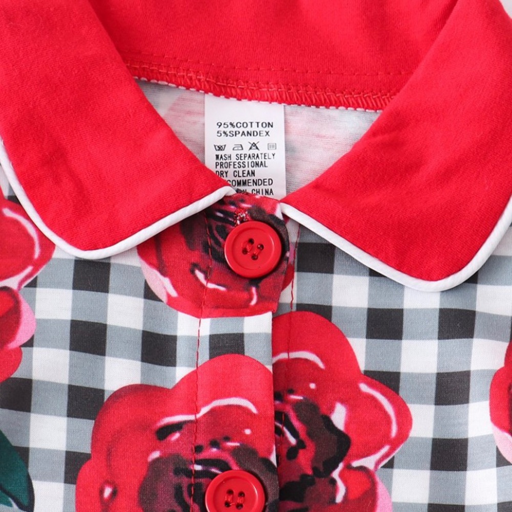 Basic Checkerboard Rose Pajama Set - Picture 2 of 4
